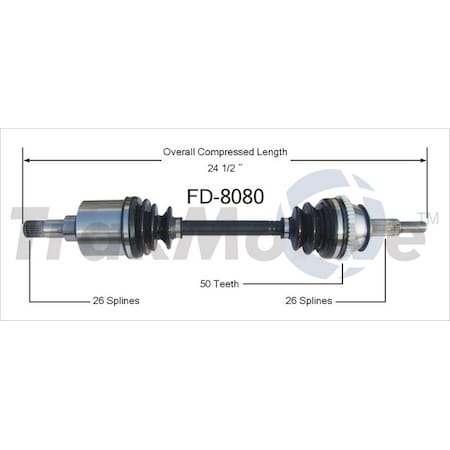 Surtrack Axle Cv Axle Shaft, Fd-8080 FD-8080